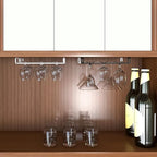 GeLive Set of 4 Cabinet Stemware Rack 10 Inch Under Shelf Wine Glass Holder Storage Hanger Organizer for Kitchen and Bar (Black)
