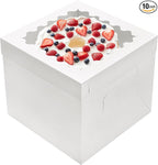 10pcs Tall Cake Boxes,10x10x10 Bakery Boxes for Tier Cakes with Window, 10 Inch Large Baking Boxes,10x10 Square Cardboard Cake Box,Cake Decorating Supplies for Gift Giving