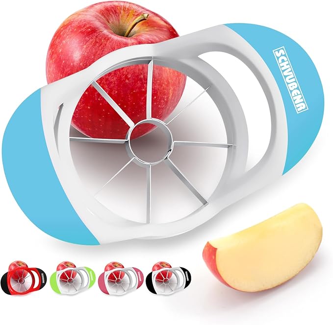 SCHVUBENR 3.5 Inch Apple Slicer - Professional Apple Cutter - Stainless Steel Apple Corer - Super Sharp Apple Slicer and Corer - Apple Tool with 8 Sharp Blades(Blue)