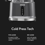 SIFENE Cold Press Juicer Machine,4.3 Inch(110mm) Wide Mouth Juice Extractor for Whole Fruits&Vegetables,BPA-Free,Easy to Clean,Quiet Masticating Juicer,Safety Lock,Dishwasher Safe,800ml Capacity(Grey)