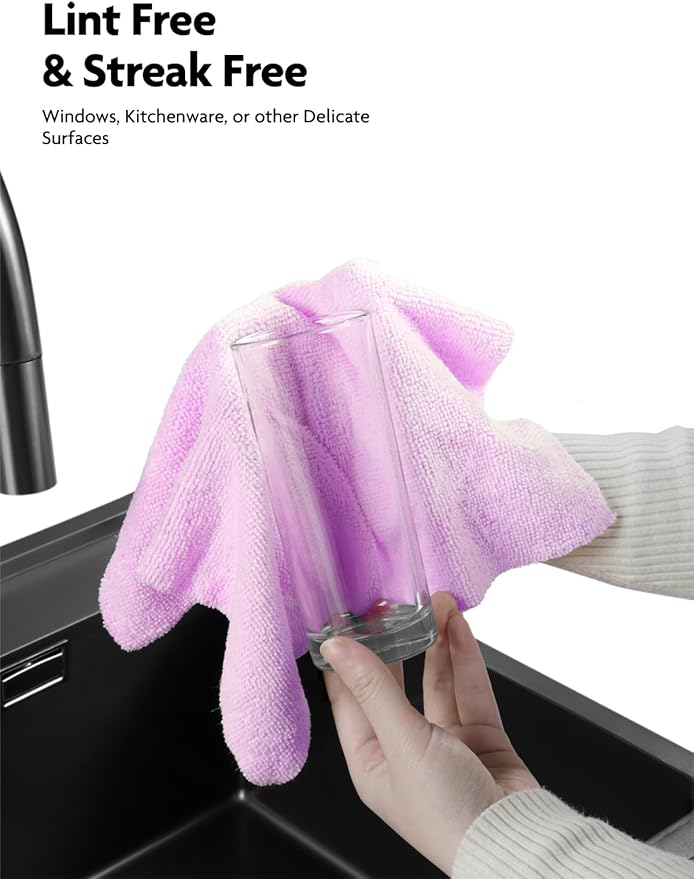 Fantasticlean Microfiber Cleaning Cloth Roll -75 pack, Tear Away Microfiber Towels, 12" x 12", Reusable, Washable, Scratch Free, Ultra Absorbent Dishcloth for Home Supplies, Car, Pet, Kitchen (Purple)