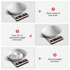 Food Scale, 11lb Digital Kitchen Scale Weight Grams and Ounces for Baking, Cooking and Meal Prep, 1g / 0.1oz Precise Graduation with 6 Units and Tare Function, LCD Display & Stainless Steel