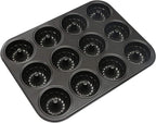 Webake Mini Fluted Tube Cake Pan, Non-Stick 2.8 Inch Cake Baking Pan, Heavy Gauge Carbon Steel (12-Cavity)