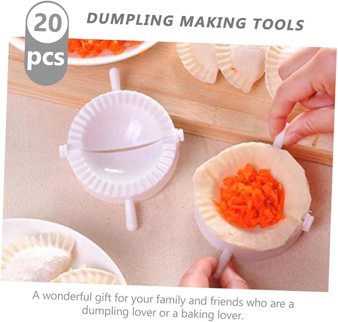 SHINEOFI 20pcs Dumpling Molds and Hand Tool Set 7cm Diameter Manual Chinese Dumplings Maker with Fu Character Embosser Cooking Gadget