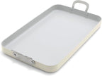 GreenPan x Bobby Flay 18" x 11" Nonstick Double Burner Griddle, PFAS-Free Ceramic Double Stovetop Skillet, Stainless Steel Handles, Dual-Use Cooking, Easy Clean Dishwasher & Oven Safe Pan, Cream