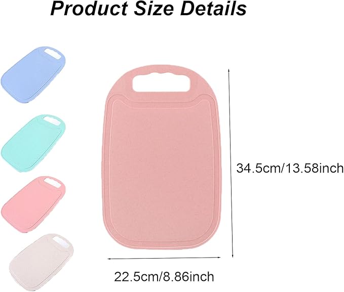4 Pack Small Cutting Board for Kitchen Wheat Straw Plastic Cute Mini Kids Cutting Boards Fruit Mats