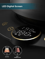 INTASTING Gooseneck Electric Kettle with ±1℉ Temperature Control for Pour Over Coffee & Tea, Quick Heating, BPA-Free Stainless Steel, Built-in Brew Timer, 1500W/0.9L (Black Walnut)
