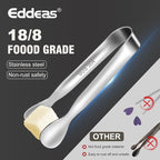 Eddeas Mini Tongs For Serving Food，Set fo 12 Small Tongs For Appetizers，Small Stainless Steel Metal Cooking Tong，for Tea Party Coffee Bar, 4 inch Sugar Tong - Silver