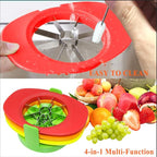 Fruit Cutter Slicer, 4 in 1 Apple Slicer with Vegetable Peeler & Cleaning Brush Mango Cutter Corer Remover Tomato Wedges Stainless Steel Heavy Duty Fruit & Vegetable Cutter Easy Kitchen Tool