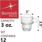Bormioli Rocco Barshine 3 oz. Espresso Coffee Stackable Tempered Drinking Glasses, Set of 12, Clear
