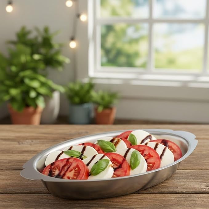 Soro Essentials- 15 oz. Stainless Steel Oval Au Gratin Dish Set of 2- Serving Dish for Individual Serving Casseroles Lasagna & Cobblers Table Serving Dishes Casserole Dishes Individual Gratin Dishes