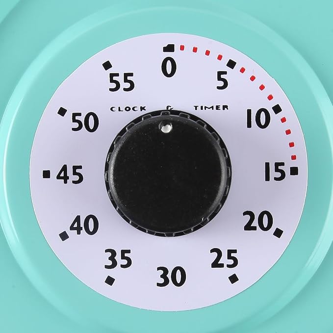 Lily's Home - 9.5 Inch x 12.5 Inch - Retro Kitchen Wall Clock, Vintage Wall Clock with a Thermometer and 60-Minute Timer, Ideal for Any Kitchen, Office, or Diner (Turquoise)