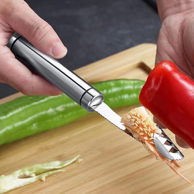 Fruit and Vegetable Corer Tool, Multi-Function Stainless Corer and Pitter Remover Set for Apple, Chili Kernel Remover Fruit Slicer for Kitchen