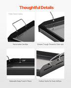 VEVOR Carbon Steel Griddle, 24x16 inch Universal Flat Top Rectangular Plate, Gas Grill Griddle for BBQ Grill, Teppanyaki, Portable Family Cookware with Handle, for Camping Tailgating Party