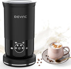 DEVINC Milk Frother, 4-in-1 Milk Frother and Steamer, Hot and Cold Foam Maker and Milk Warmer with Auto Shut-Off, Electric Frother for Coffee, Latte, Cappuccino, Matcha