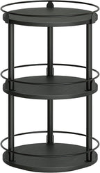 YATINEY 3-Tier Lazy Susan Organizer, Rotating Spice Rack, Spinning Organizer, Industrial Turntable Spice Rack Organizer for Cabinet, Kitchen Countertop, Pantry, Black SR23BK