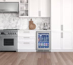 Zephyr 24" Wine Fridge & Beverage Refrigerator Single Zone Under Counter - Mini Wine Cooler Cellars Small Beer Fridge Cabinet Drink Chiller Freestanding Wine Beverage Cooler, 7 bottles,112 cans