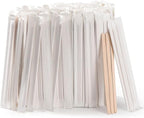 MFJUNS 1000pcs Individually Wrapped Coffee Stirrers Wood - 5.5" Coffee Stir Sticks, Round End Disposable coffee stirrer, For Coffee, Cocktail and Hot Drinks