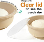 4Pcs Stackable Silicone Pizza Dough Proofing Containers with Lids,Pizza Dough Proofing Box | Make 12" Pizzas 700ml(4Pcs Beige)