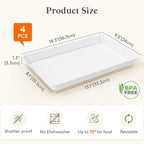 Lifewit Serving Tray for Party Supplies, Reusable Serving Platter for Catering, Snack, Fruit, Charcuterie, Appetizer, Plastic Food Trays, Hosting Essentials, BPA Free, White, 4 Pcs, Large(15" x 10")