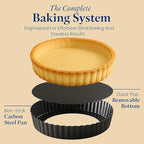 UWILLION 9.5 Inch Tart Pan 2.2 Inch Deep, Non-Stick Round Quiche Pan with Removable Bottom, Durable Carbon Steel Pie Pan for Cakes, Tarts, Pies and Mousse