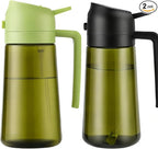 Aovdy 2PCS Oil Sprayer for Cooking 16oz,2 in 1 Olive Oil Dispenser and Oil Sprayer - 470ml Olive Bottle Spray and Pour - Glass Oil Dispenser for Kitchen Cooking Salad BBQ (Light-Proof -Black & Green)
