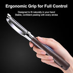 Premium Vegetable Peeler, Stainless Steel Potato Peeler with Ergonomic Wood Handle, Sharp Veggie Peeler for Potatoes, Carrots, Fruits & Cabbage, Professional Peeler for Kitchen (I Shape)
