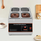 Chocolate Melting Pot, 500W 12kg/26.5lbs Electric Chocolate Tempering Machine, Stainless Steel Commercial Chocolate Melter Food Warmer for Catering Restaurant, 4 Tanks, 32-203°F