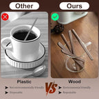 4Pcs Black Walnut Wood Coffee Stirrers 6″ Reusable Wooden Drink Stir Sticks for Coffee, Tea, Milk, Chocolate & Jam Spreader