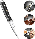 Shrimp Line Cutter and Peeling Knife with Wood Handle, Seafood Cleaning Tool for Shrimp Deveining and Fish Fillet Preparation, Kitchen Specialty Gadget for Home Cooking