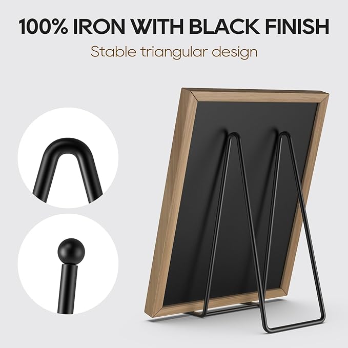 HONGYUTAI 3 Pack 10 Inch Plate Stands for Display Picture - Vinyl Table Top Display, Decorative Metal Frame Holders for Book , Photo and Platter, Tabletop Art, Black 3 Packs
