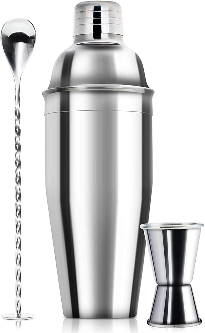 WPHUAW 24oz Cocktail Shaker Bar Set-Professional Margarita Mixer Drink Shaker Professional Stainless Steel Bar Tools Built-in Bartender Strainer for Martini Kit