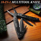 RoverTac Multitool Pocket Knife Tactical Camping Survival Knife Gifts for Men Dad Husband 18 in 1 Multi Tool Knife Pliers Scissors Saw Corkscrew 9-Pack Screwdrivers with Safety Lock and Nylon Sheath