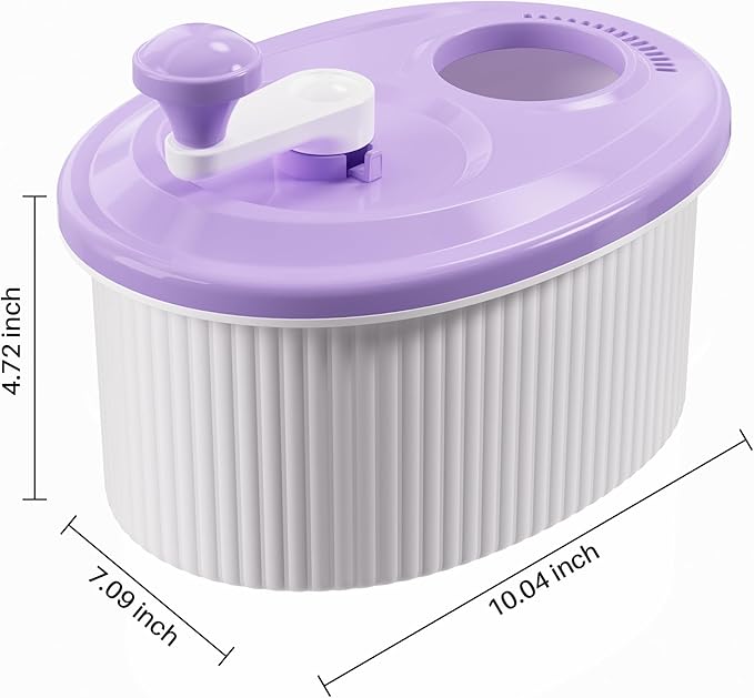 JOYMOOP Fruit Washer Spinner, Fruit Cleaner Spinner with Crank Handle, Hands-Free Fruit & Vegetable Washing Bowl, Manual Fruit Scrubber, No Electricity, Light Lavender
