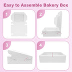12pcs10x8x2.5 Inch White Bakery Boxes Treat Boxes with Window for Pastry, Cookie, Desserts, Chocolate Strawberries, Pies, Donuts, Muffins,Cupcake