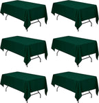 BRILLMAX 6 Pack Hunter Green Tablecloths for 6 Foot Rectangle Tables 60 x 102 Inch - 6ft Rectangular Bulk Linen Polyester Fabric Washable Cloth Cover for Wedding Reception Banquet Birthday Party