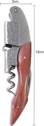 Professional Waiter Corkscrew, Wine and Beer Bottle Opener for Bar Restaurant Waiters, Bartenders, Made of Heavy Duty Stainless Steel & Naturalwood