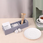 HTB Slim Tea Bag Organizer 2pcs, Grey 3 Compartments Tea Box Wooden with Handle for Small Space, Wood Tea Organizer for Tea Bags