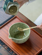 TANG PIN Matcha Set - Match Bowl and Whisk, 15 OZ, Matcha Scoop | Matcha Whisk Stand (Chasen Holder) - 5pc Perfect Matcha Kit for Matcha Tea Ceremony (Mottled Green)