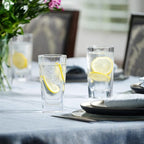 Le'raze Set of 4 Everyday Drinking Glasses - Square Tall Glass Cups Drinkware Kitchen Collins Glasses for Cocktail, Iced Coffee, Beer, Ice Tea, Wine, Whiskey, Water Glassware Sets