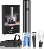 Rechargeable Electric Wine Opener with Charging Base, Aerator Pourer, Vacuum Stoppers & Foil Cutter, Luxury Christmas White Elephant Gift for Women Men