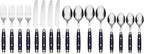 Cambridge Silverware Set, Jubilee Blue 16-Piece Flatware Set, Service For 4, 18/0 Stainless Steel, Knives Spoons And Forks Sets, Dishwasher Safe, Home And Kitchen Utensils (Black/Silver, 16 Piece)
