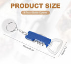 uxcell 4 Pcs Wine Opener, Bottle Opener Keychain, Durable Stainless Steel Waiter's Corkscrew, Compact All-In-One Home Bar Tool for Bar, Party, Wedding, Home, Travel, Blue