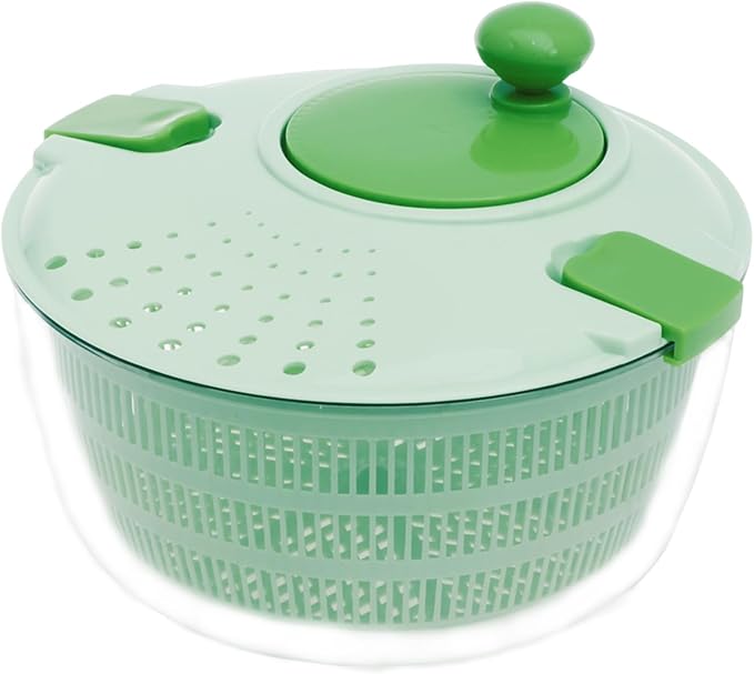 PP Salad Spinner, Multi-Use Basket, 4.22 QT Large Capacity Salad Washer Labor Saving Lettuce Spinner Multiple Water Outlet Lettuce Drainer for Household(Green)