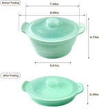 42oz Silicone Microwave Steamer For Vegetables, Cooker For Microwave with Handle & Lid, Collapsible Steam Pot, Heat-Resistant Cooker with Steam Holes, BPA Free, Dishwasher Safe (Green), 1 Pack