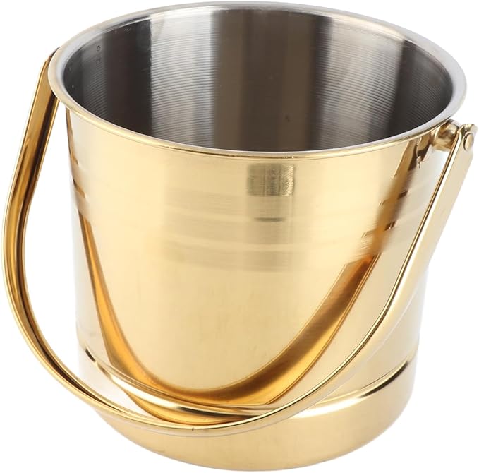 1L Ice Bucket Wine Cooler Bucket Stainless Steel Wine Chiller Handles Filter Plate Parties Gold (Gold)