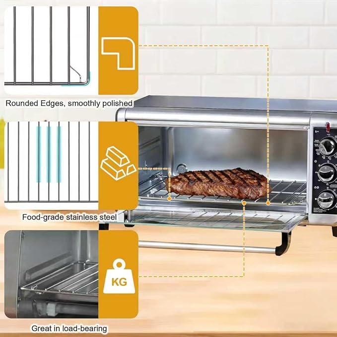 Countertop Toaster Oven Replacement Parts for BLACK+DECKER 8 Slice Extra Wide Convection Toaster Oven, 16.5×11.5 IN Stainless Steel Toaster Oven Accessories Wire Rack Baking Rack