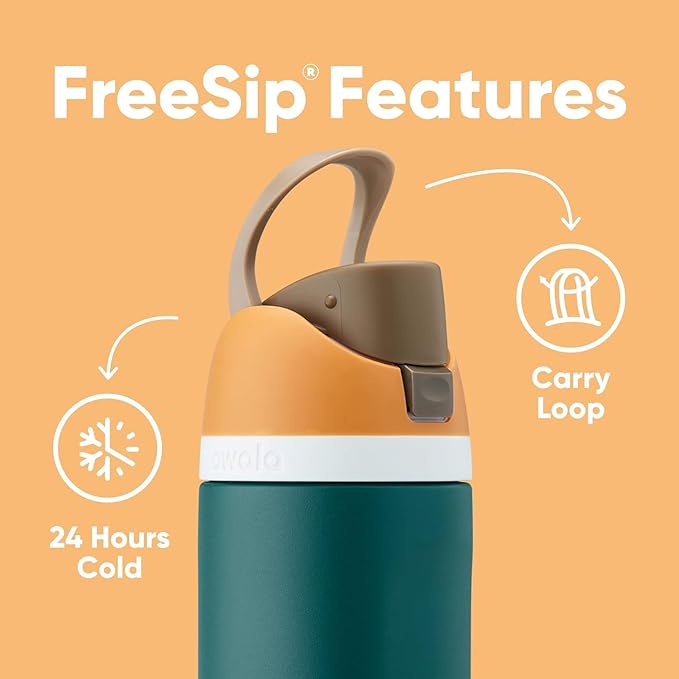 Owala FreeSip Insulated Stainless Steel Water Bottle with Straw for Sports, Travel, and School BPA-Free Sports Water Bottle, 40 oz, Citrus Crush