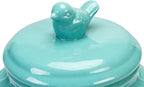 MyGift Vintage Turquoise Ceramic Kitchen Jar with Lid, Cookie Jar Storage Containers Airtight with Embossed Star and Bird Design