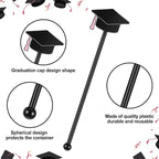 SiliFine 30 Pcs Graduation Cap Drink Stirrers Graduation Stir Sticks Coffee Stirrers Cocktail Mixers Plastic Swizzle Sticks Hot Cocoa Bar Supplies for Party Bar Coffee Tea Favors (Pink)